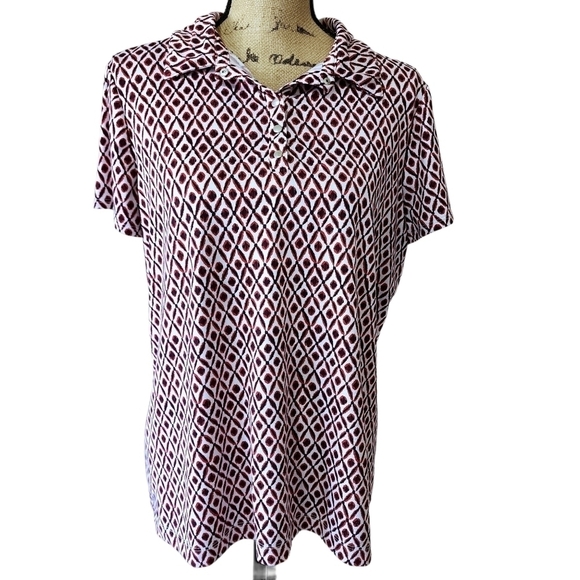 3/$25 Chico's Collared Print Top - 2 (Lg/12) - Picture 7 of 9